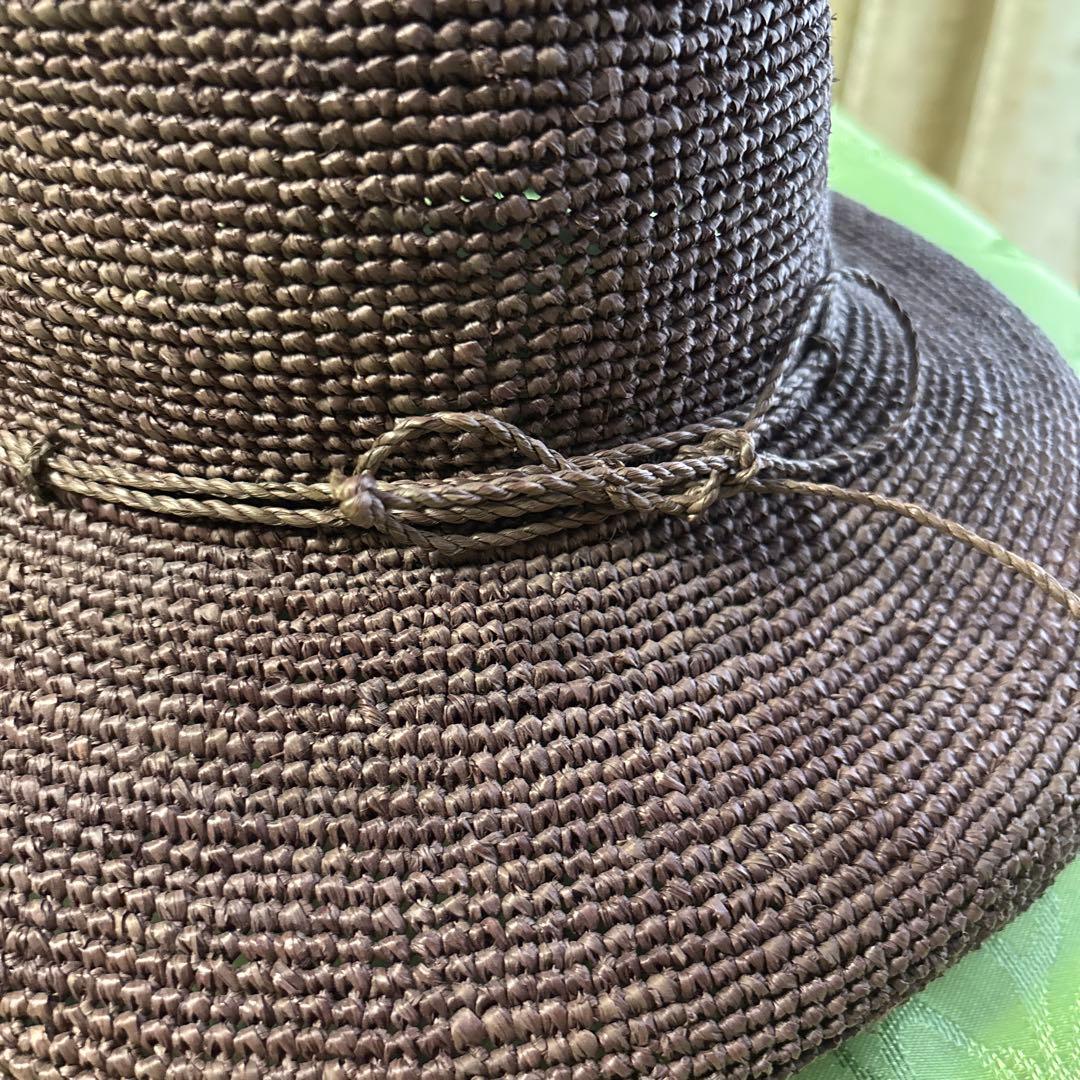 ヘレンカミンスキー　麦わら帽子　ブラウン　ボルドー