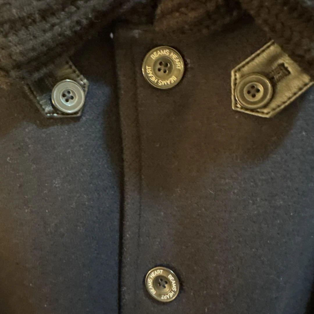 BEAMS HEART ネイビー ウールドンキー襟コート