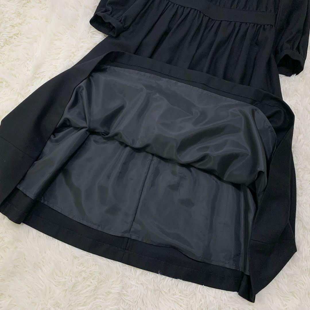 ミシェルボードウイン ウール カシミヤ ギャザー ワンピース 冠婚葬祭 黒