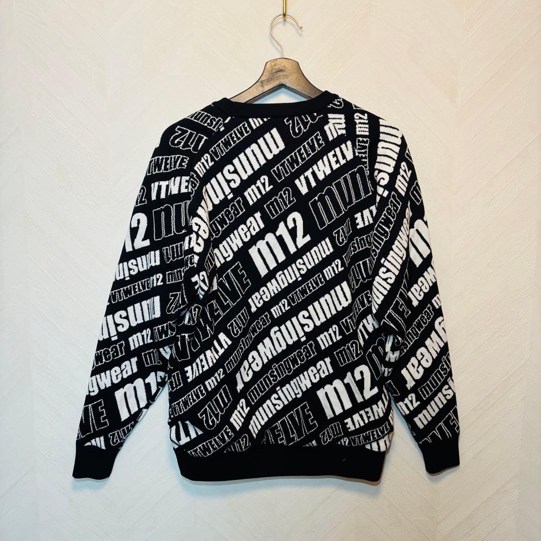 【極美品】V12×マンシングウェア　m12 セーター　ブラック　総柄　ロゴ