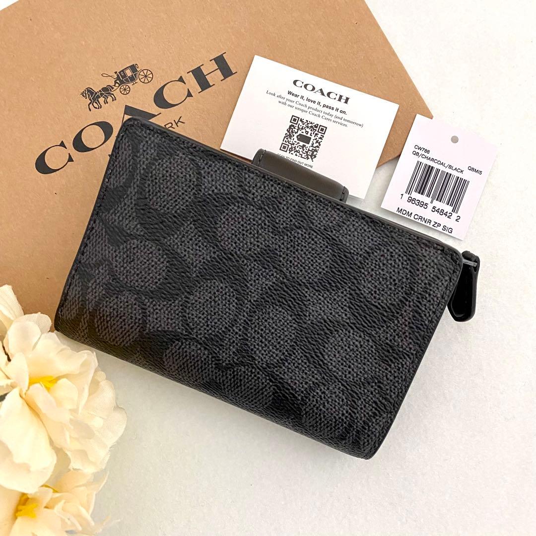 新品　正規品☆COACH(コーチ) 折り財布　メンズ　ブラック 二つ折り財布