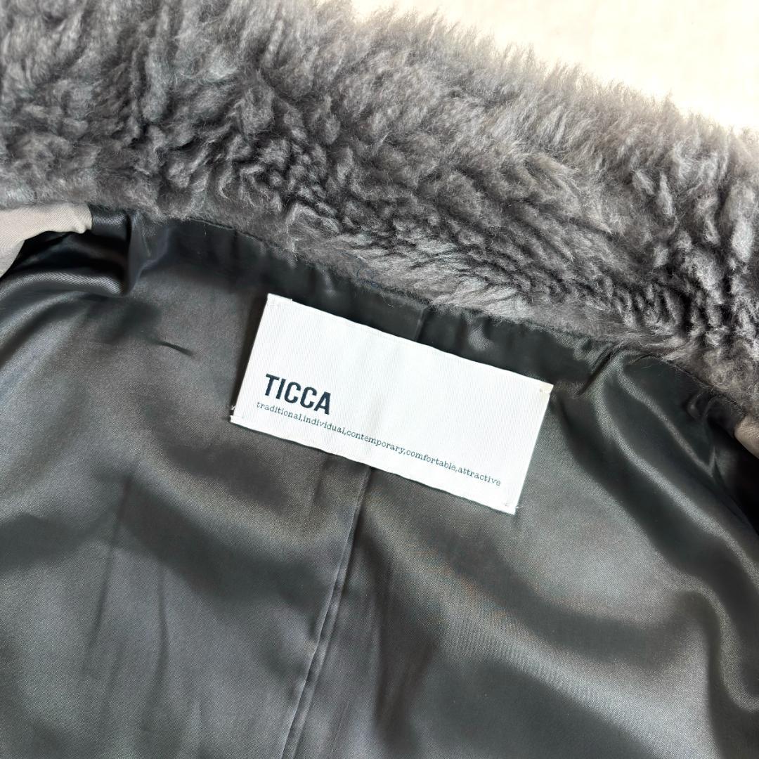 美品ティッカ WOOLファーベスト 24FW ハイネックライトグレー F su3