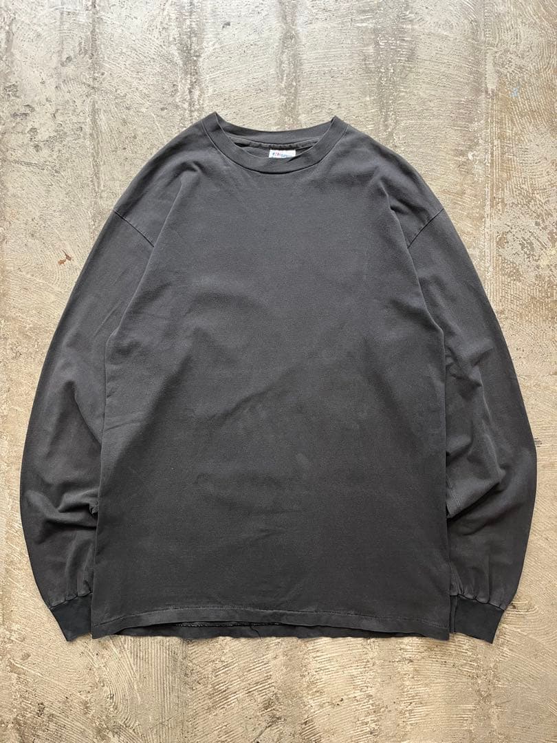 90s Hanes BEEFY 無地 ロンT ブラック フェード USA製 XL