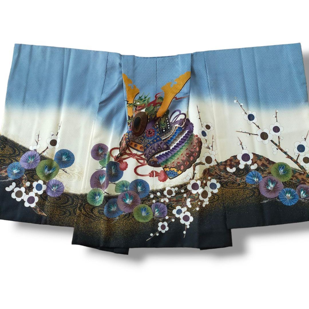 七五三 男の子 5歳 着物 セット 一式 人気 水色 ブルー 兜 梅 0505