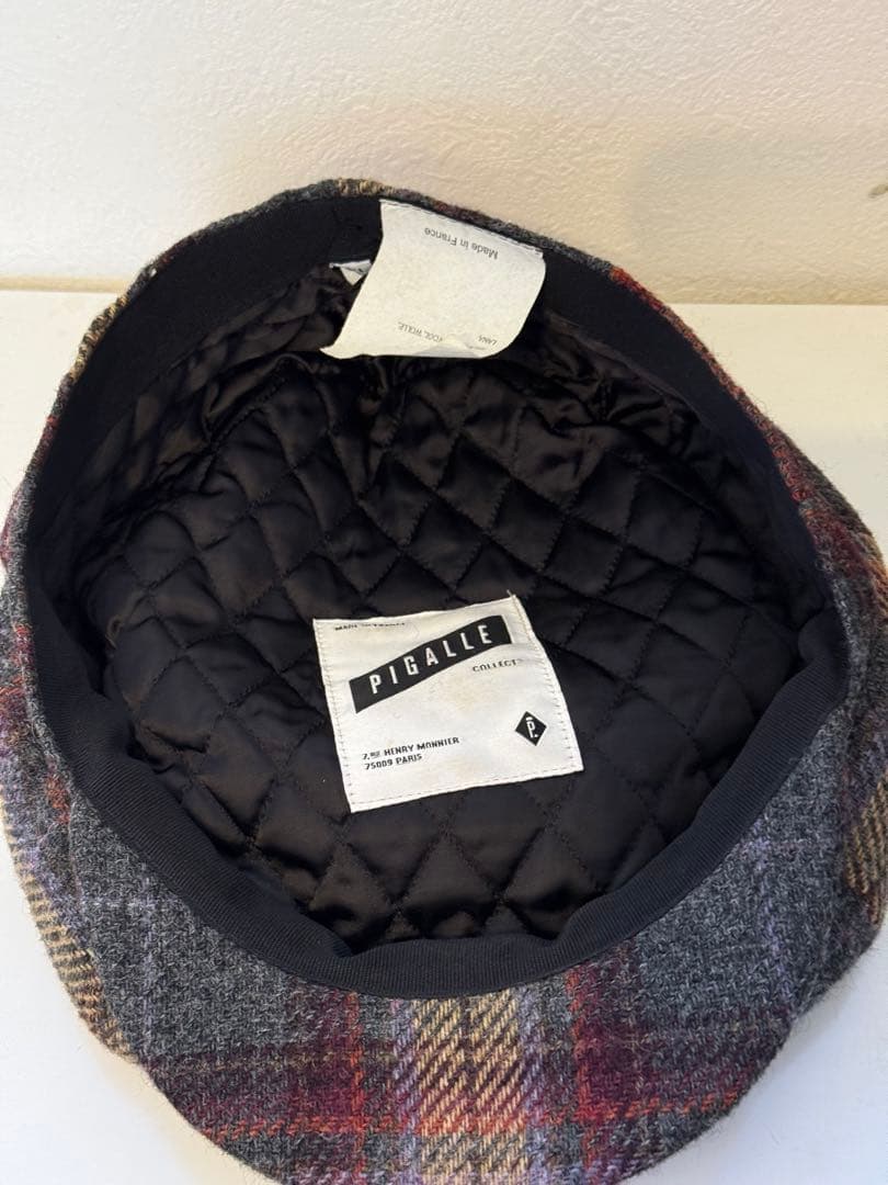 フランス製 ウール チェック キャスケット ハンチング