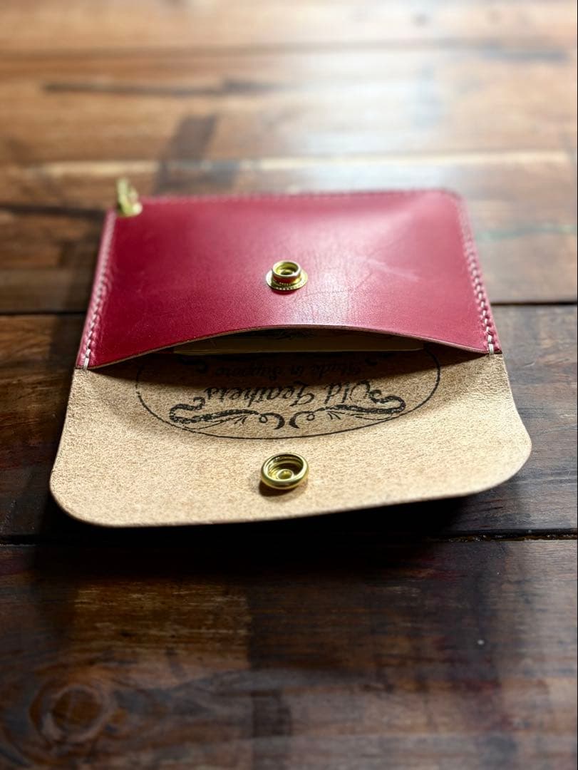 PT-01 国産ヌメ革 丘染め レッド 真鍮