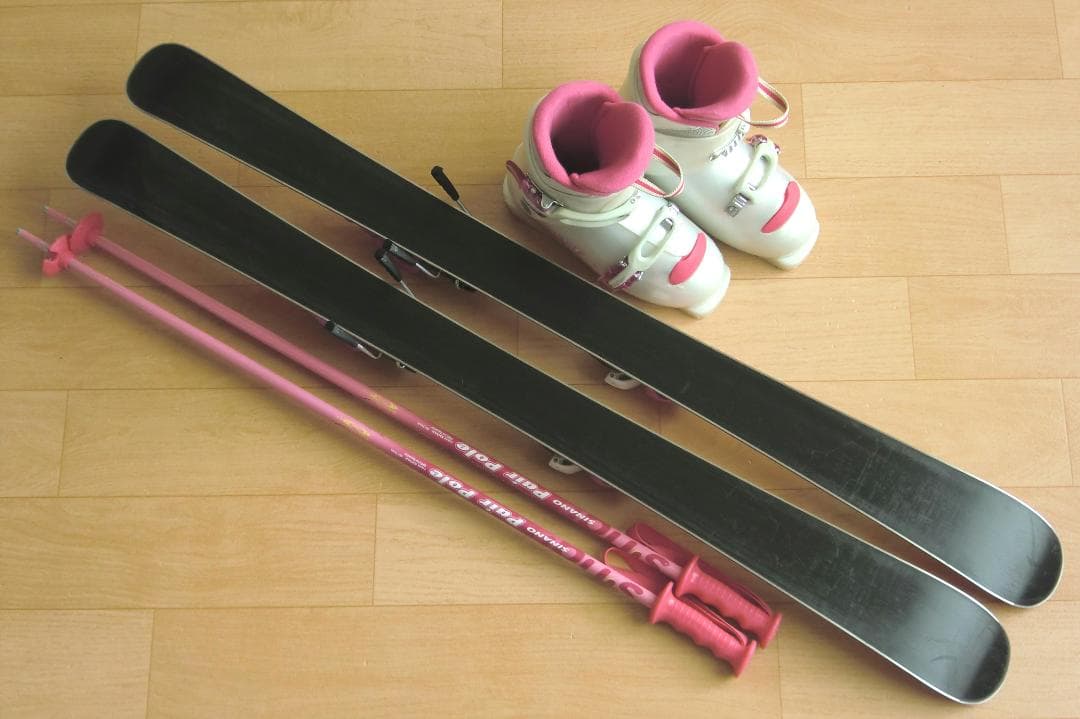 ■■送料無料■KAZAMA■子供用スキーフルセット■板106靴21■WAX済■■