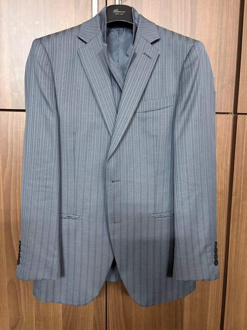 【美品】TENORAS スリーピーススーツ　ブルーグレーM