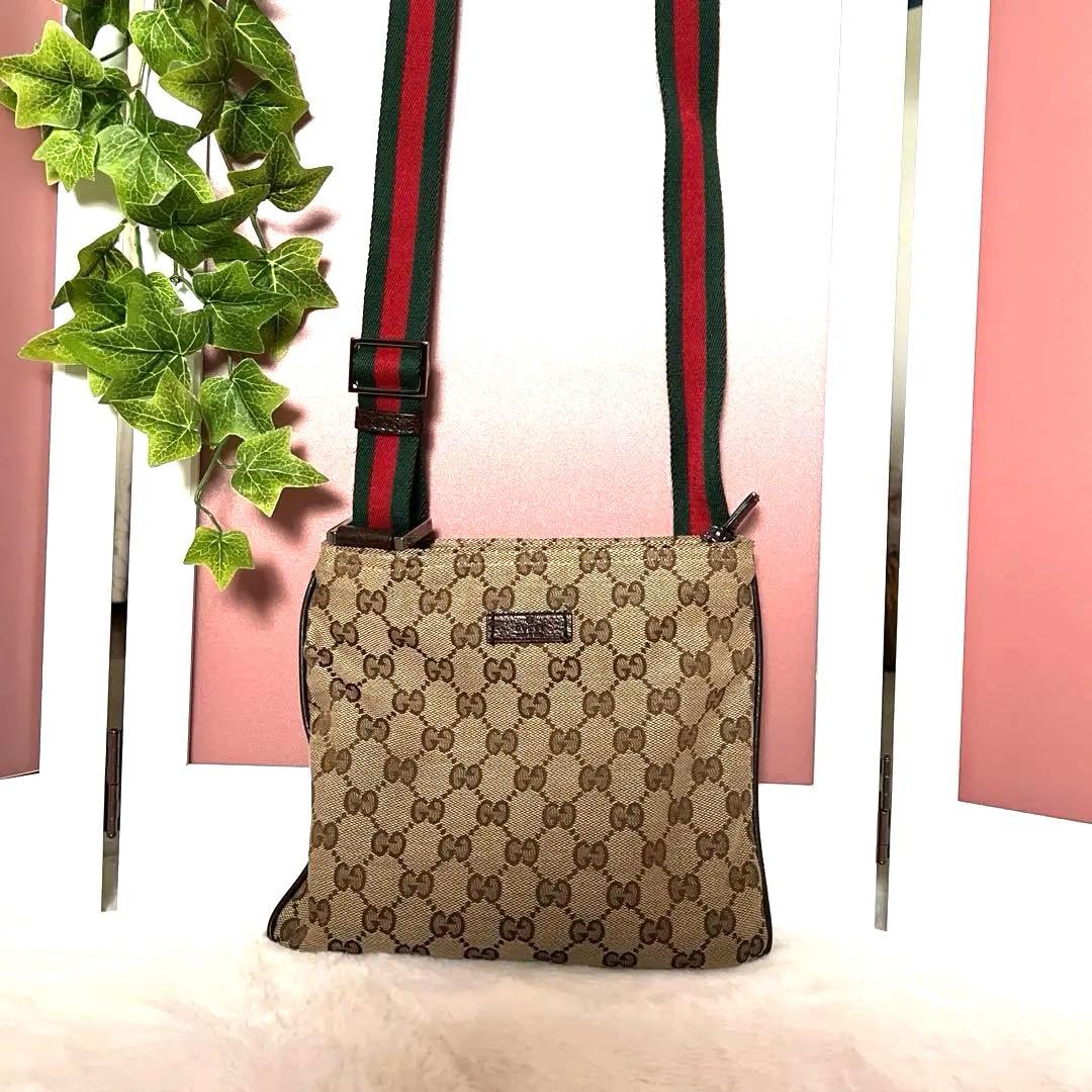 美品 GUCCIGGキャンバス シェリーライン 型番146309