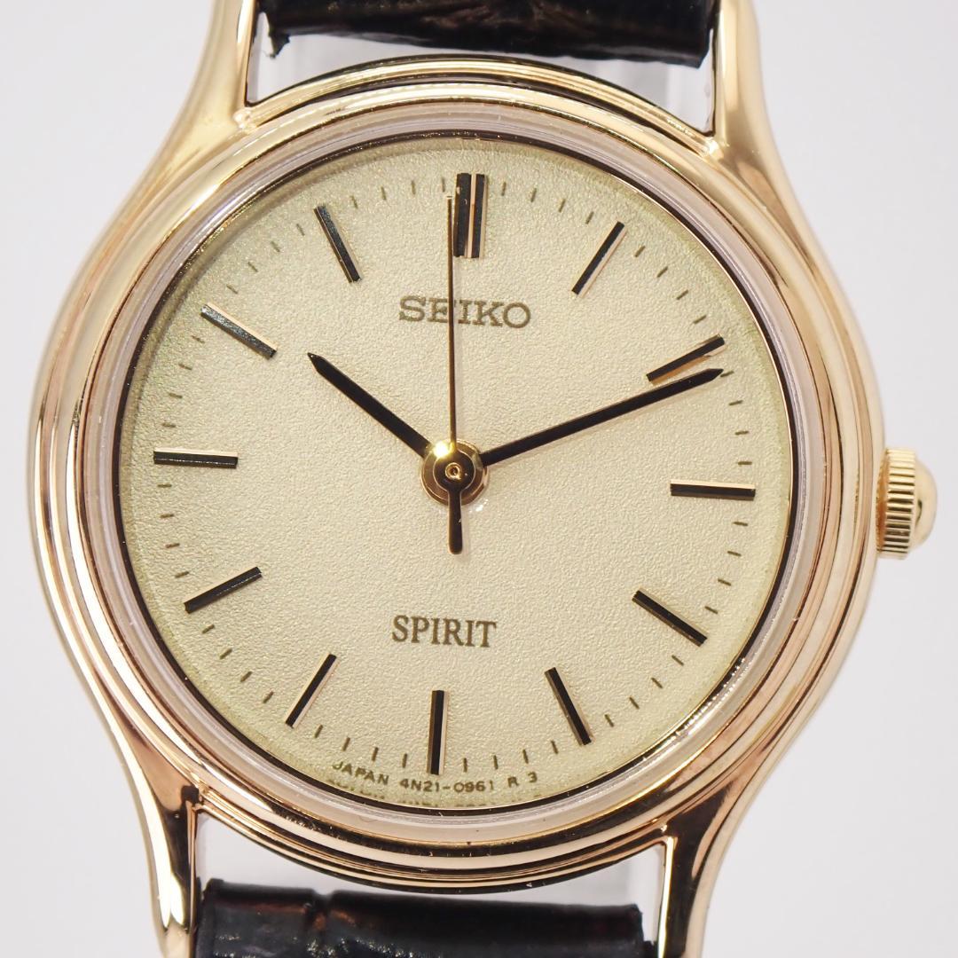 稼働★タグ付美品★ SEIKO SPIRIT レディース サファイアガラス 金色