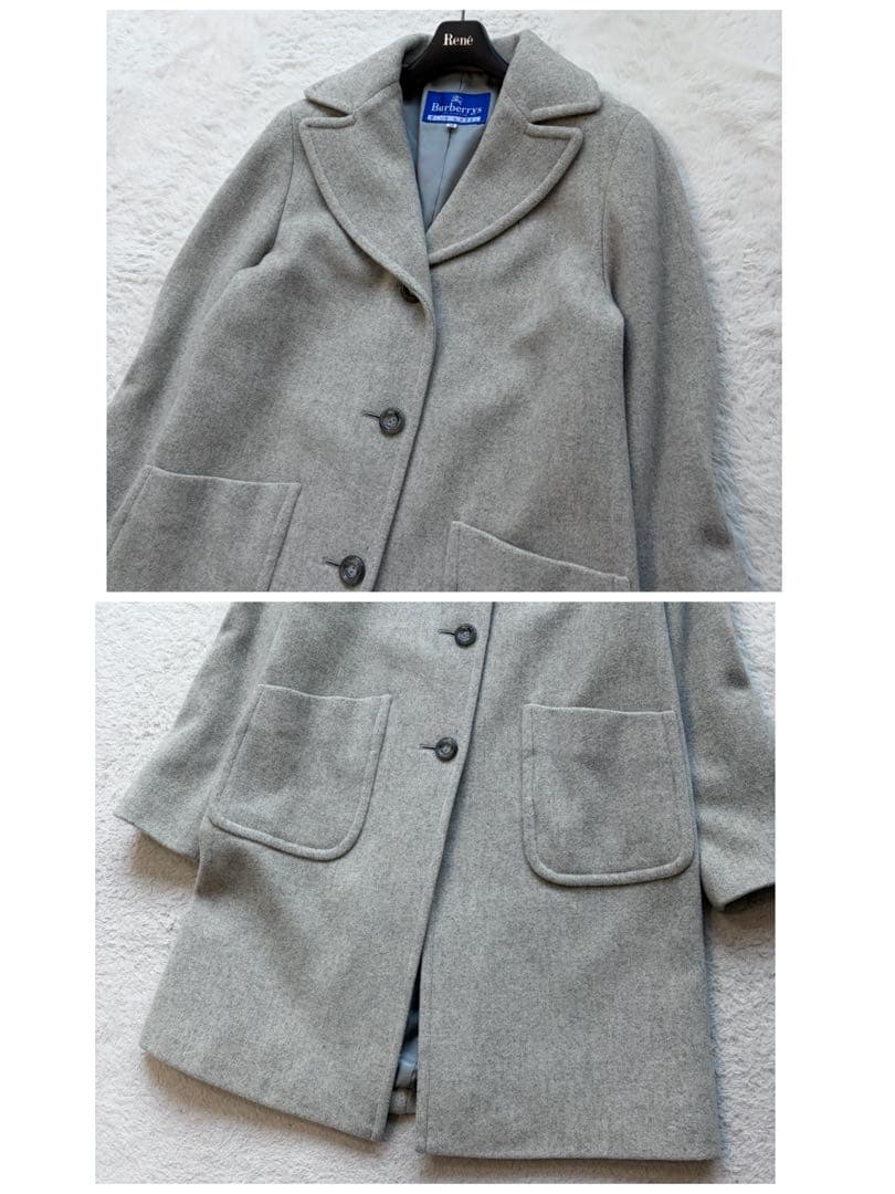美品✨バーバリーズ チェスターコート ロングコート ウール メルトン グレー M