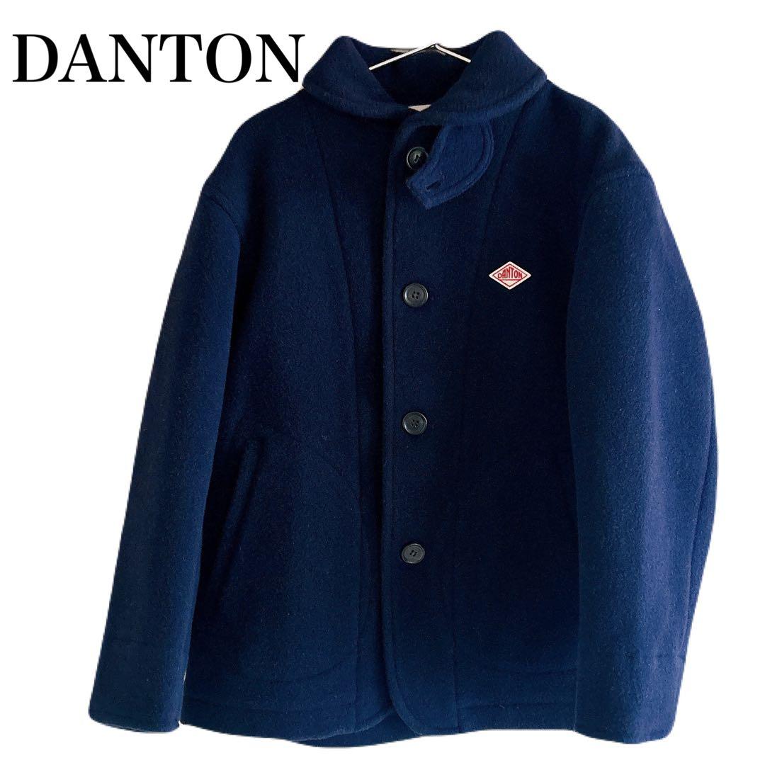 美品 DANTON ウールパイル ラウンドカラージャケット 38 ネイビー