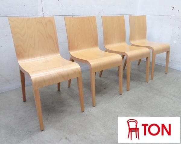 美品■TON■SIMPLE■ビーチ材■プライウッド■ダイニングチェア■4脚セット