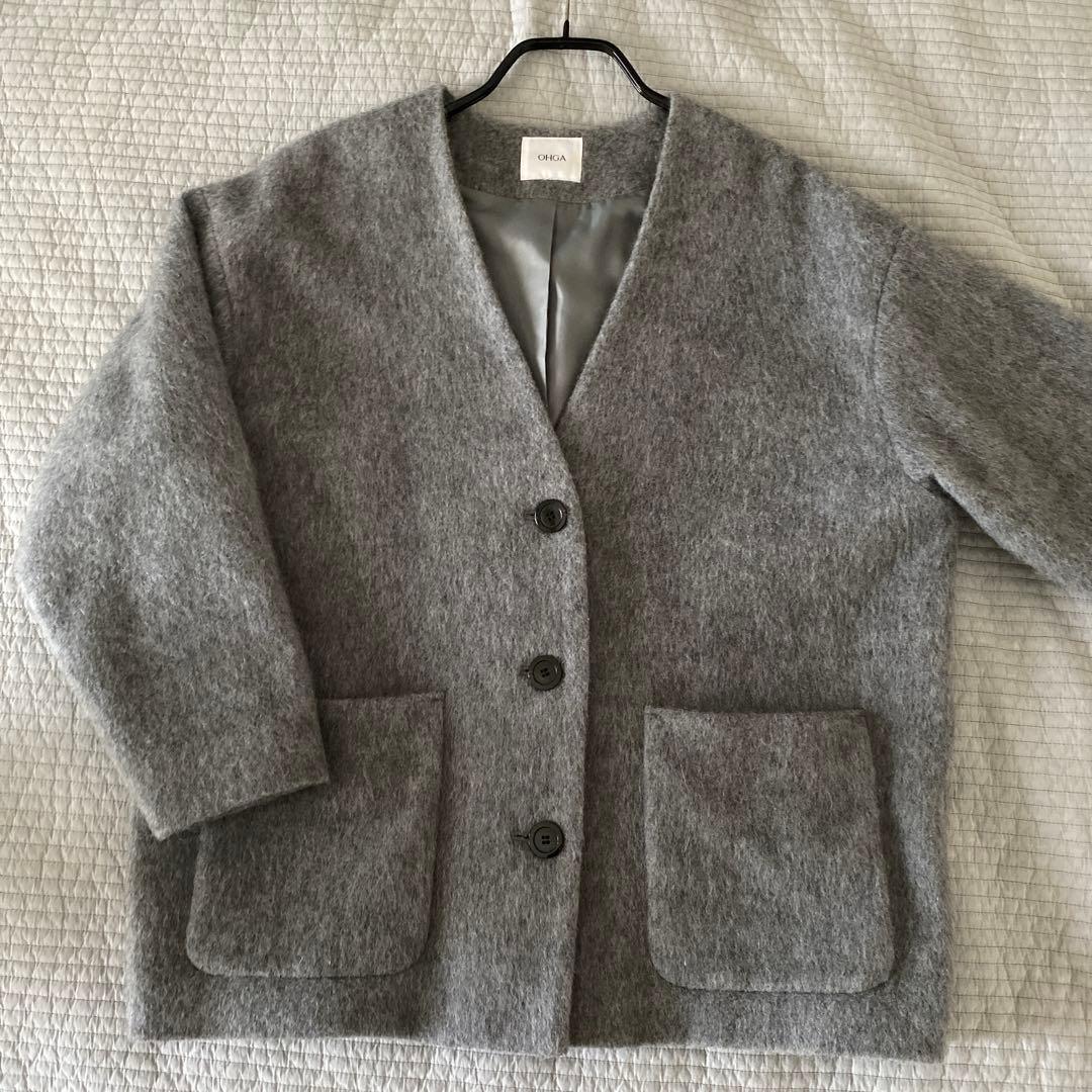 OHGA シャギー　コーディガン　グレー