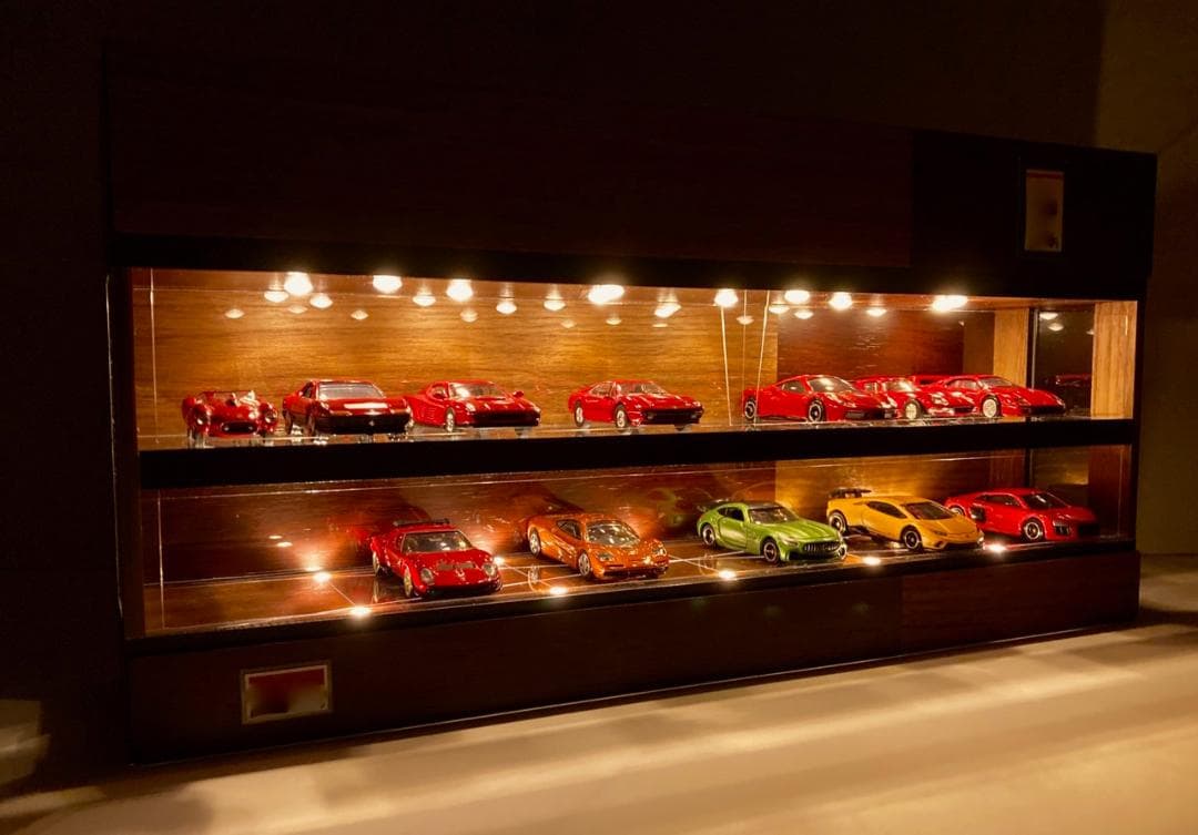 1/64展示20台可能・ウォールナット＆オーク・ディスプレーBOX/ネオジオラマ