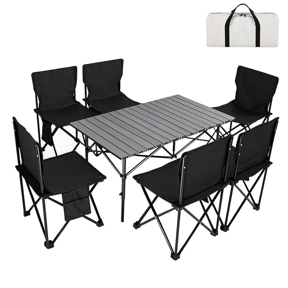 アウトドアテーブル チェアセット 57cm×95cm×50cm (7点セット)