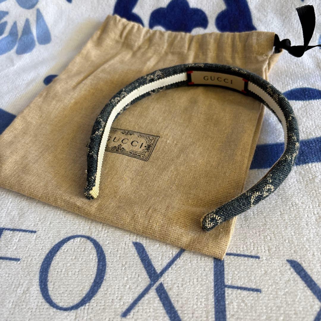 GUCCI ダークブルー ヘアバンド 保存袋付き