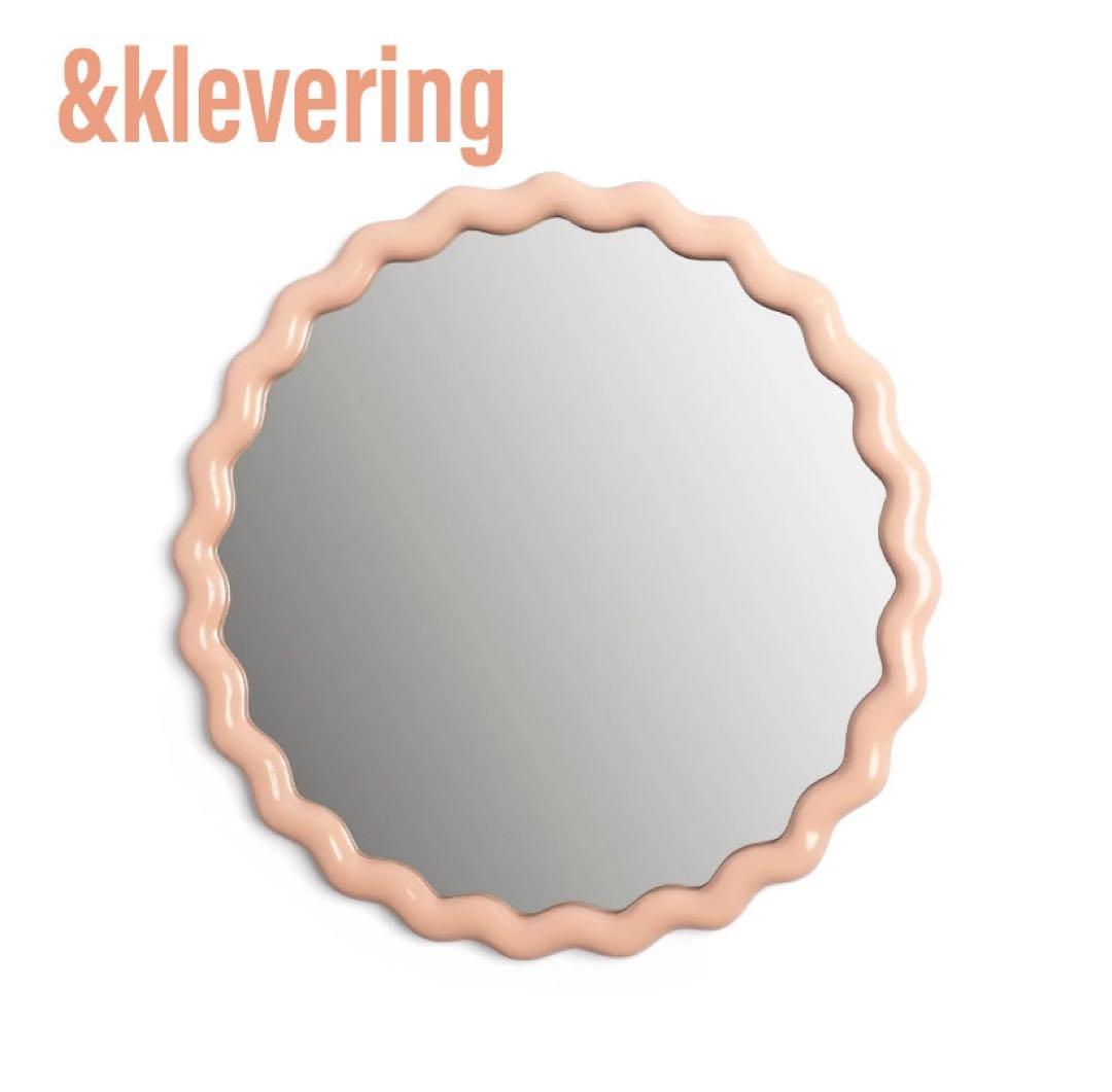【&klevering】 ウェーブミラー　ピンク