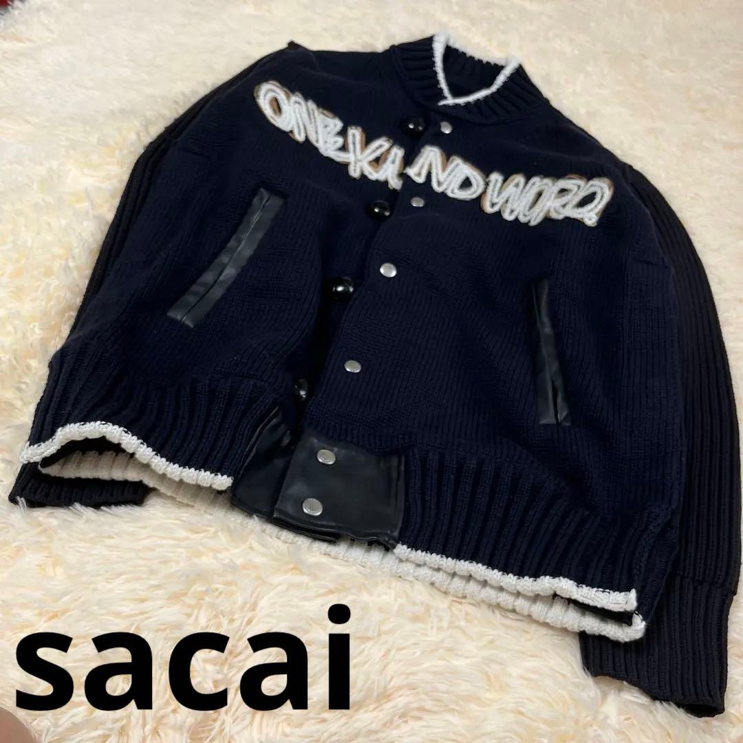 sacai ONE KIND WORDスタジャン ネイビー&ブラック