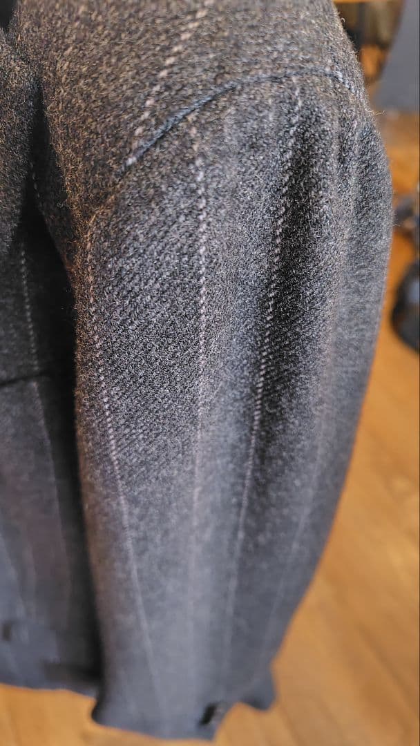 ZERBINOイタリアナポリ製グレー ストライプダブルベストスリーピース スーツ