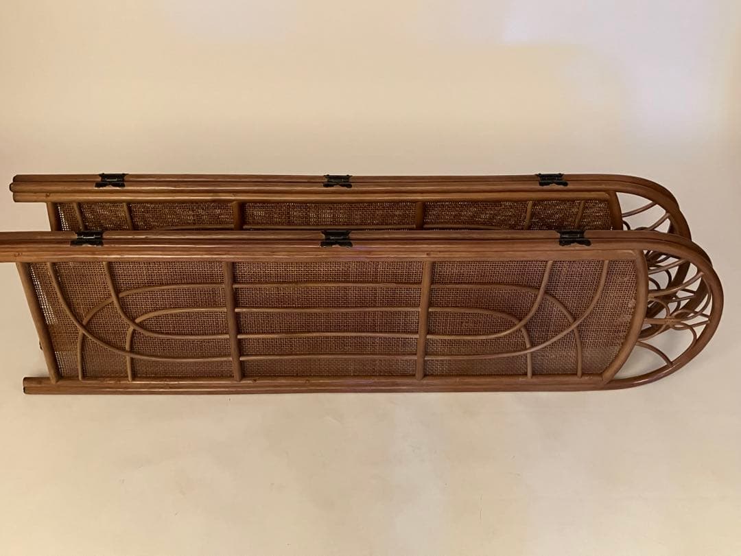 ブラウン籐家具パーテーション 4パネル