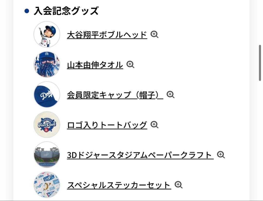 未使用　MVP会員　ドジャースファンクラブ　入会特典グッズ