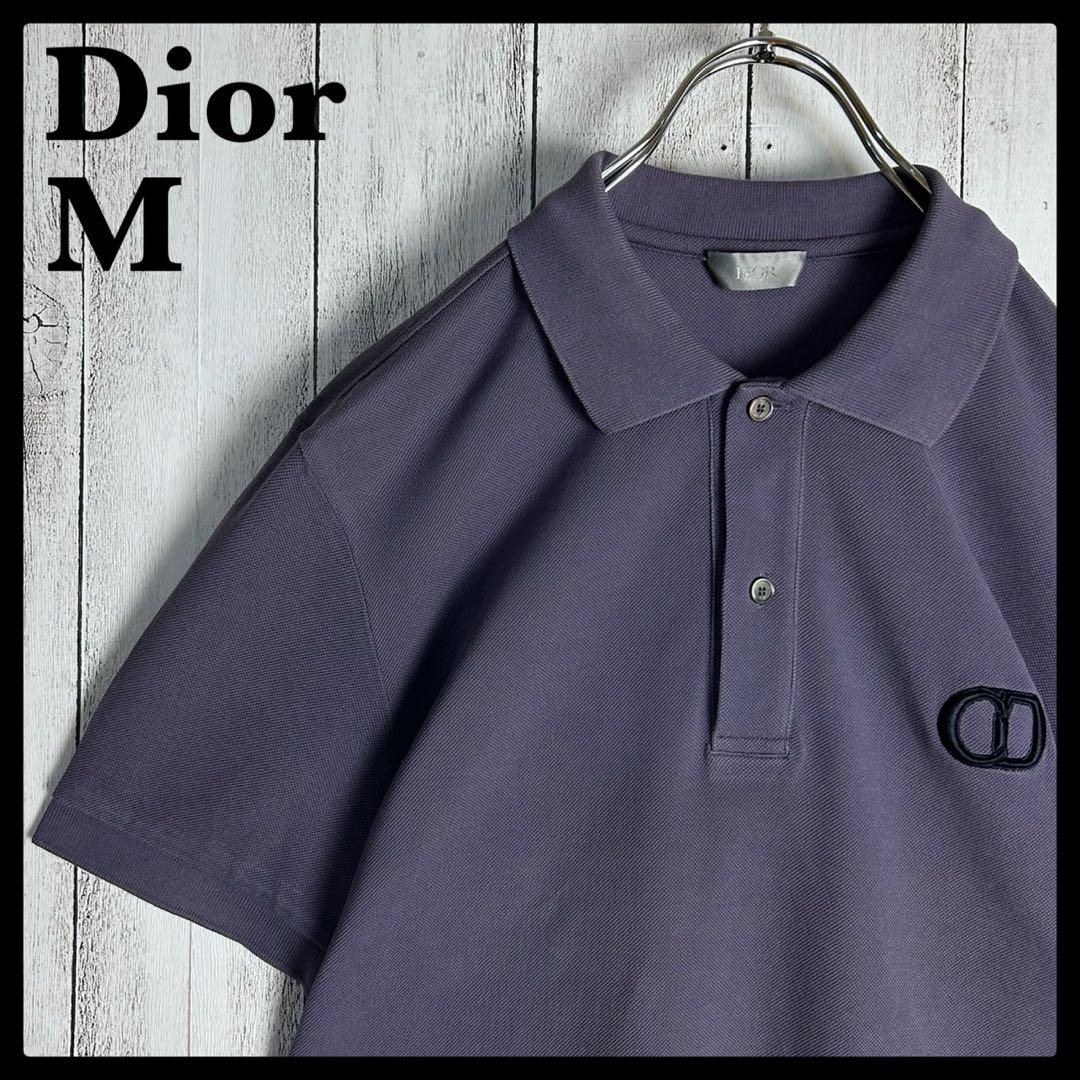 【人気デザイン】ディオール☆刺繍CDロゴ入り半袖ポロシャツ 紫 くすみカラー