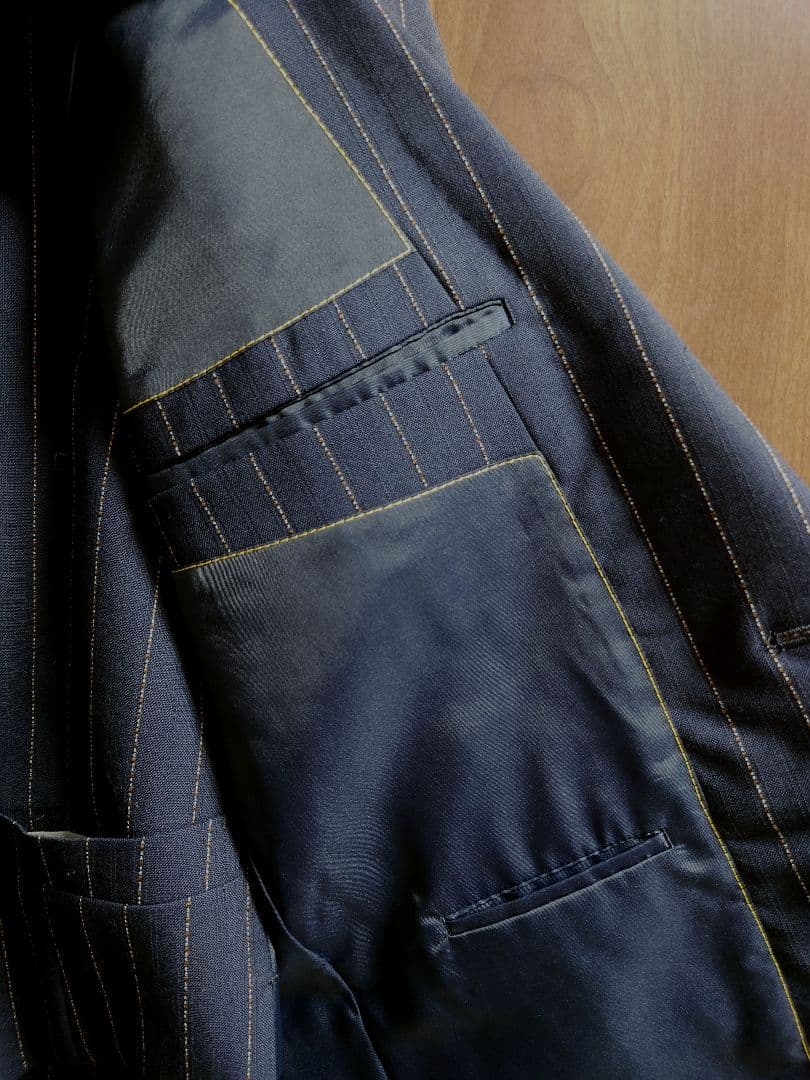 【美品】スーツ3点セット セットアップ ネイビー ストライプ 3ピース