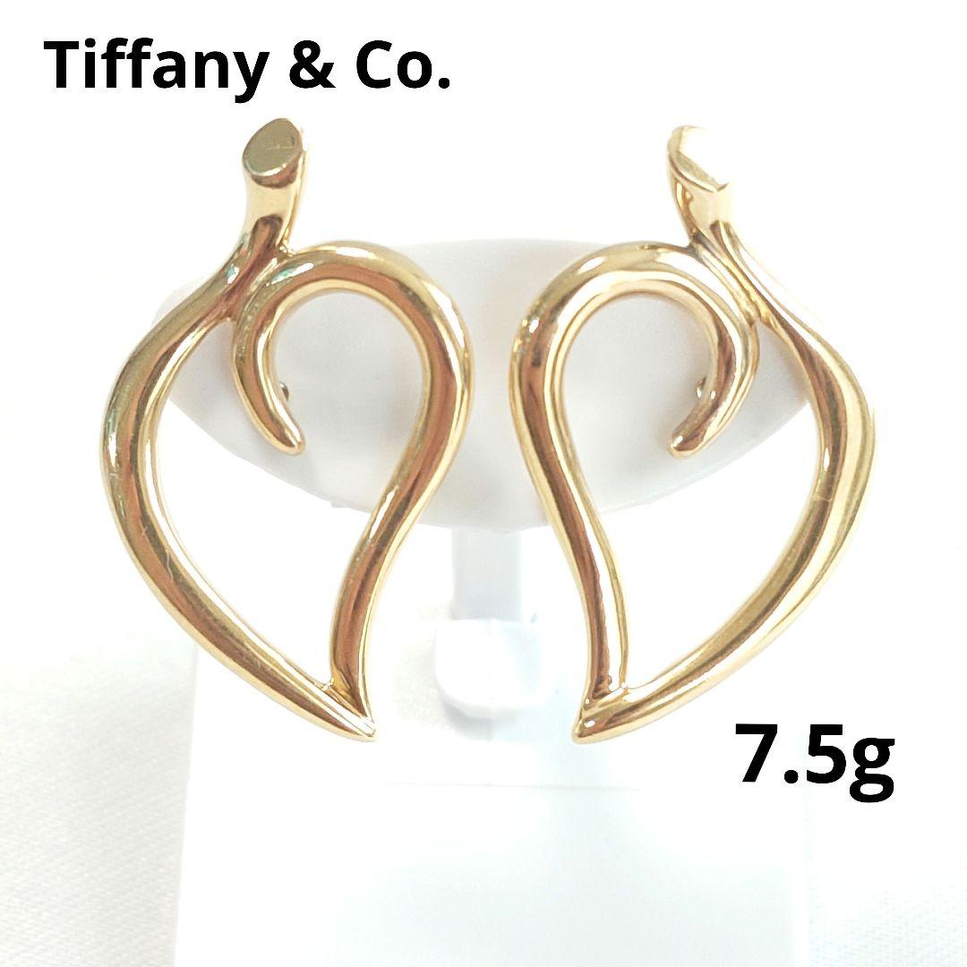 【希少】ティファニー K18 オープン リーフ ハート ピアス 7063