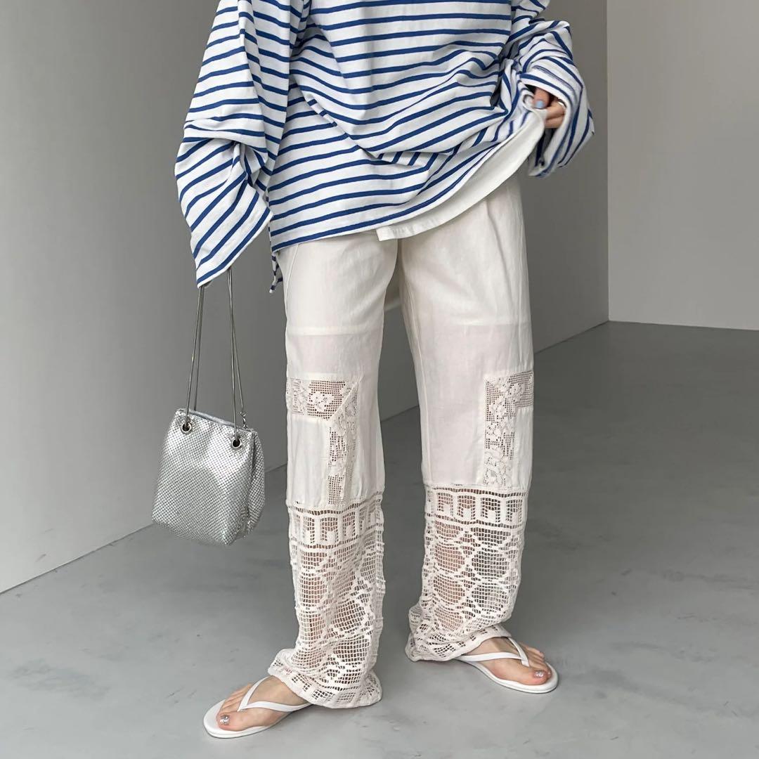 新品 wee9s ヴィンテージライクレースパンツ