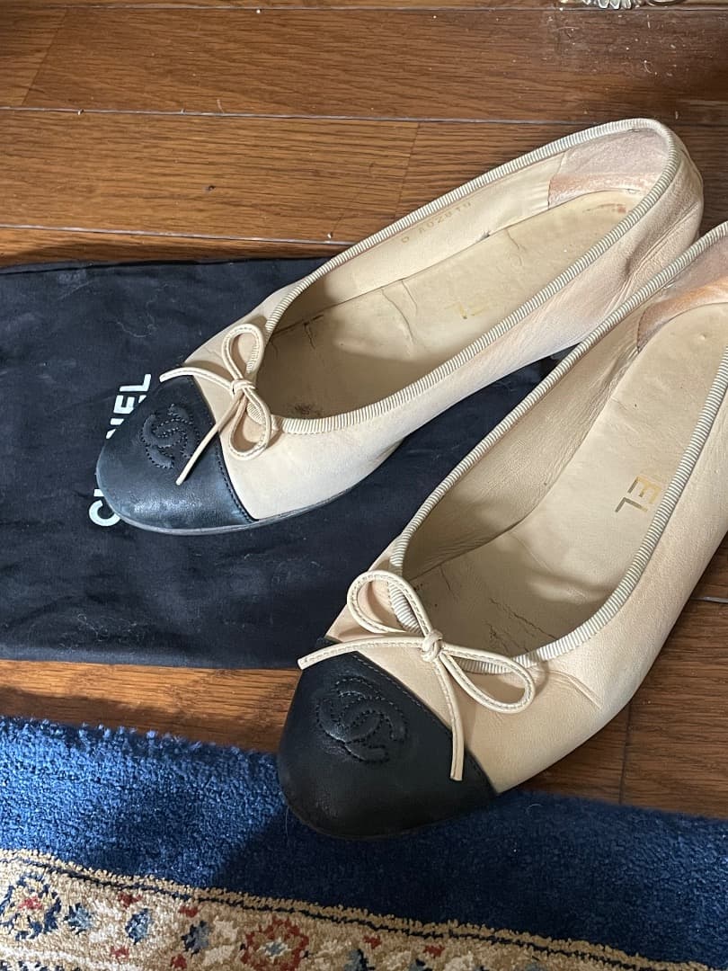 タイムセール中‼︎ CHANEL バレリーナ バレエシューズ バイカラー 37