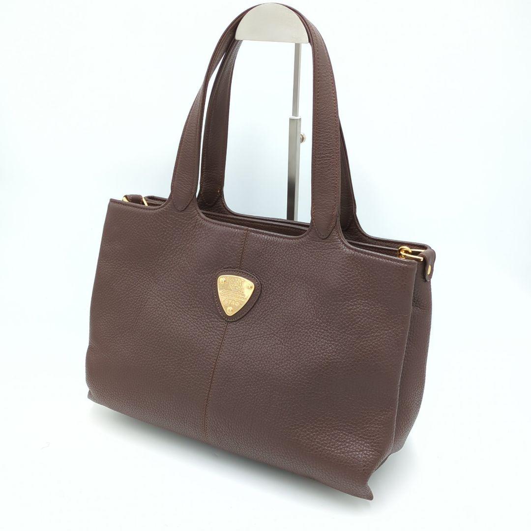 極美品　ATAO アタオ　2wayショルダーバッグ　A4サイズ シボ　ブラウン