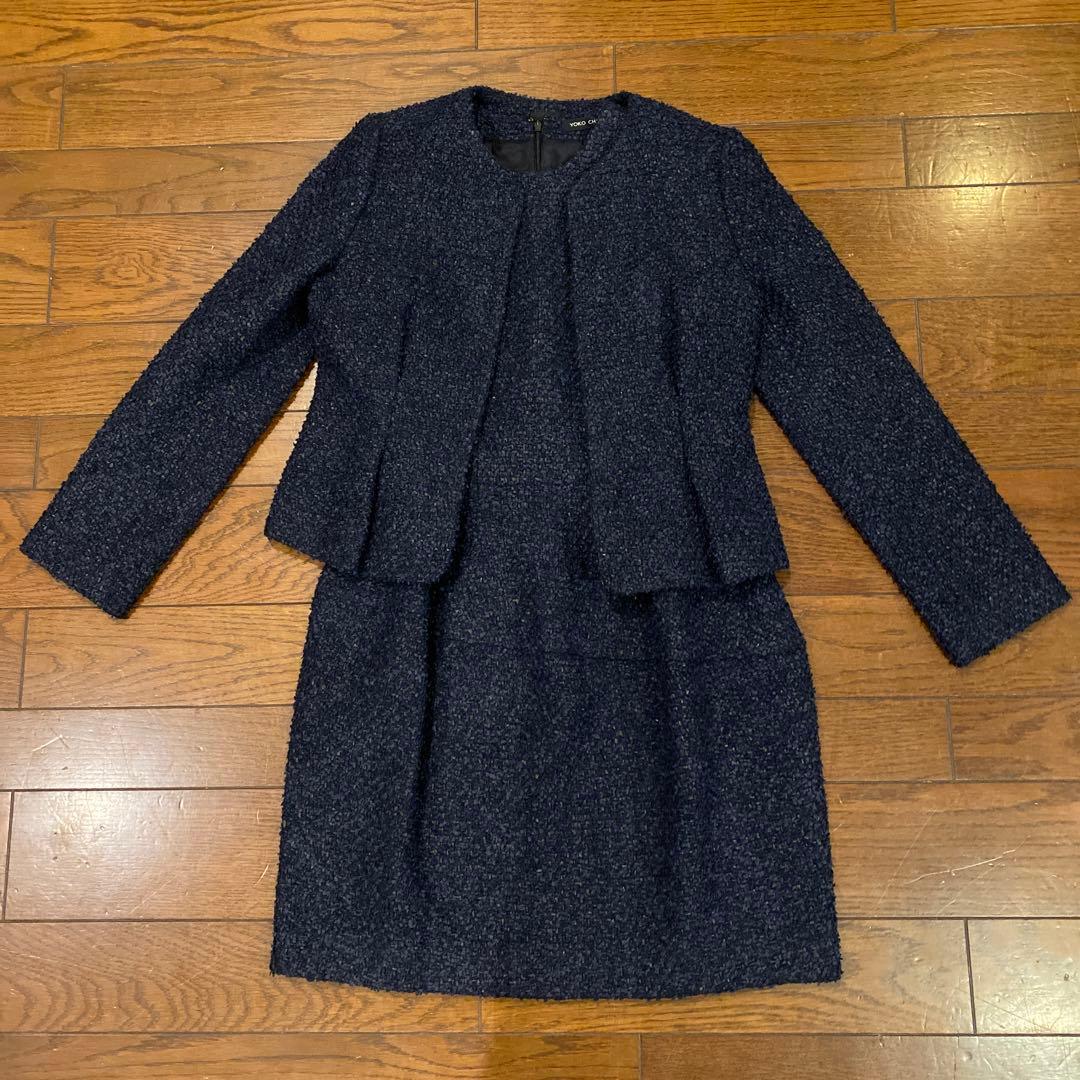 【セール中 未使用 試着のみ】YOKO CHAN ネイビーツイードセットアップ