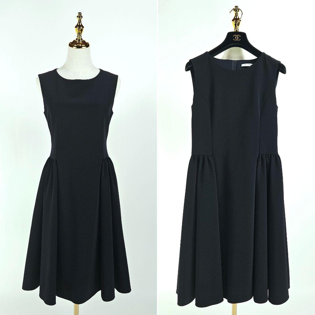 【新品同様】フォクシー ワンピース ネイビー フレア ノースリーブ　ギャザー