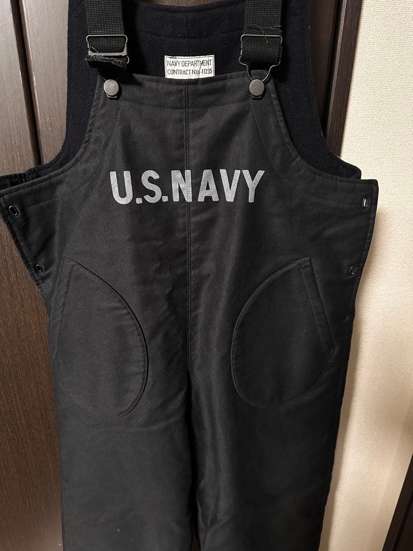 U.S.NAVY オーバーオールSMALLリアルマッコイ　デッキパンツ　パチポケ