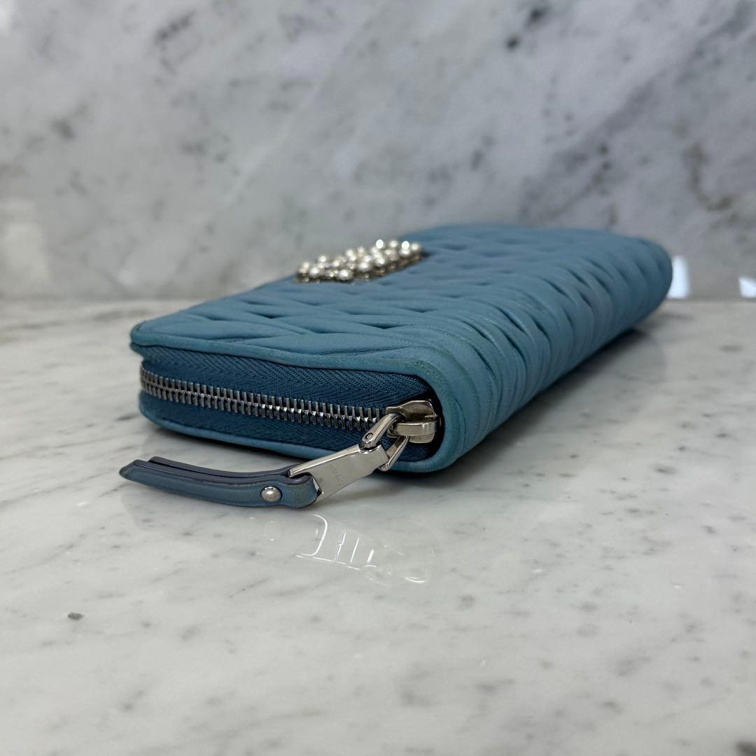 MIUMIU ミュウミュウ 長財布 本革 レザー マテラッセ アストラーレ 水色