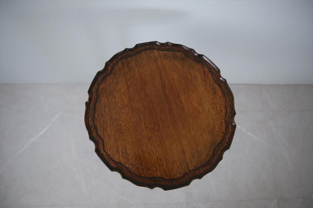 英国アンティーク木製ワインテーブル/サイドテーブル/丸机/飾り棚(89-102)