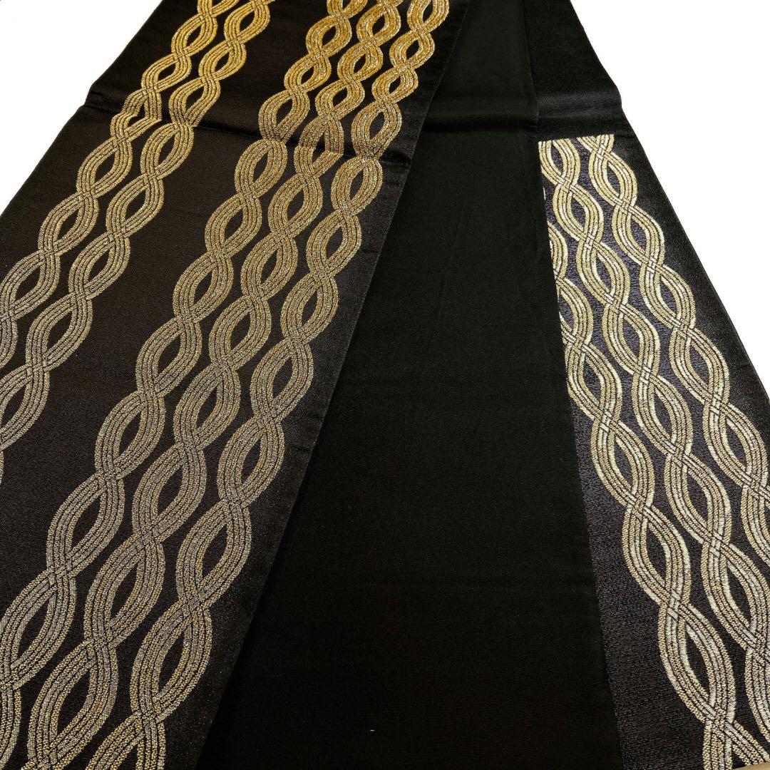 螺鈿細工　ねじれ模様　黒地　袋帯　着物　032w