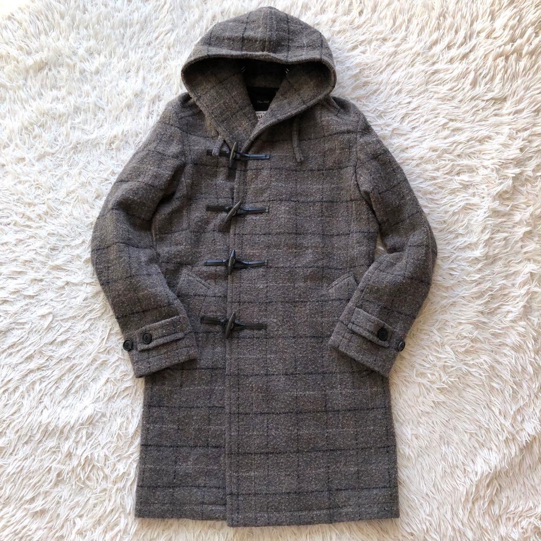 【美品 ハリスツイード】トゥモローランド　ダッフルコート　茶　チェック