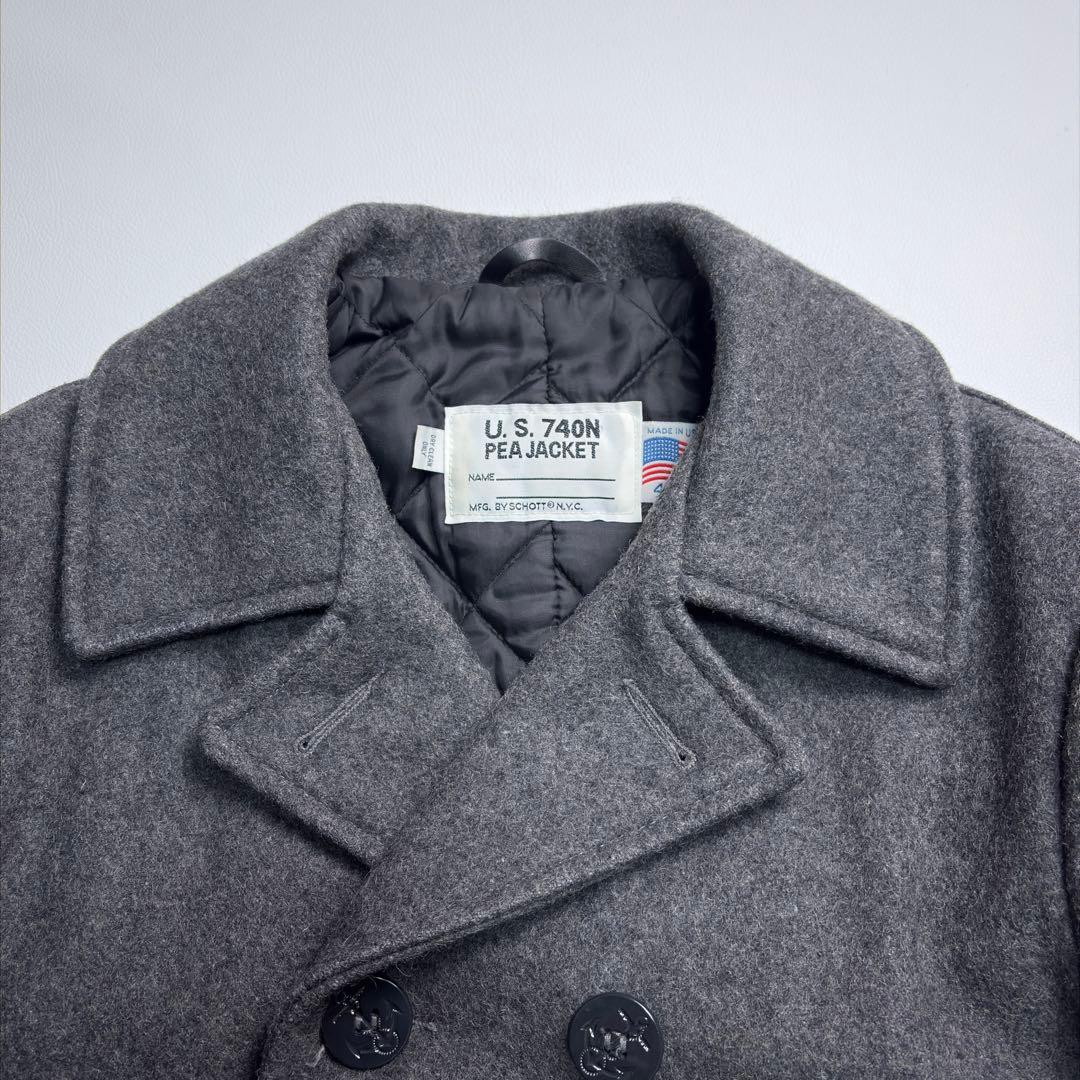 【未使用級】ショット ピーコート ダブル 大きいサイズ グレー 740N XL