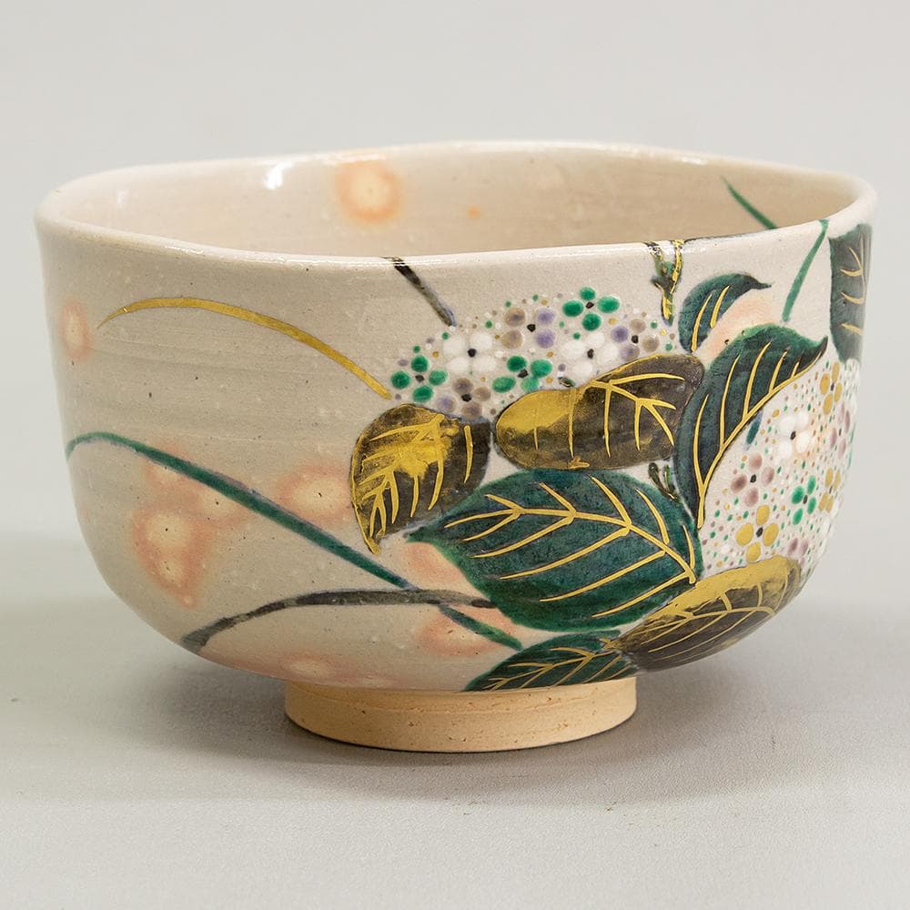 京焼 平安 中村秋峰 茶碗 乾山写 紫陽花 共箱 茶道具 抹茶碗