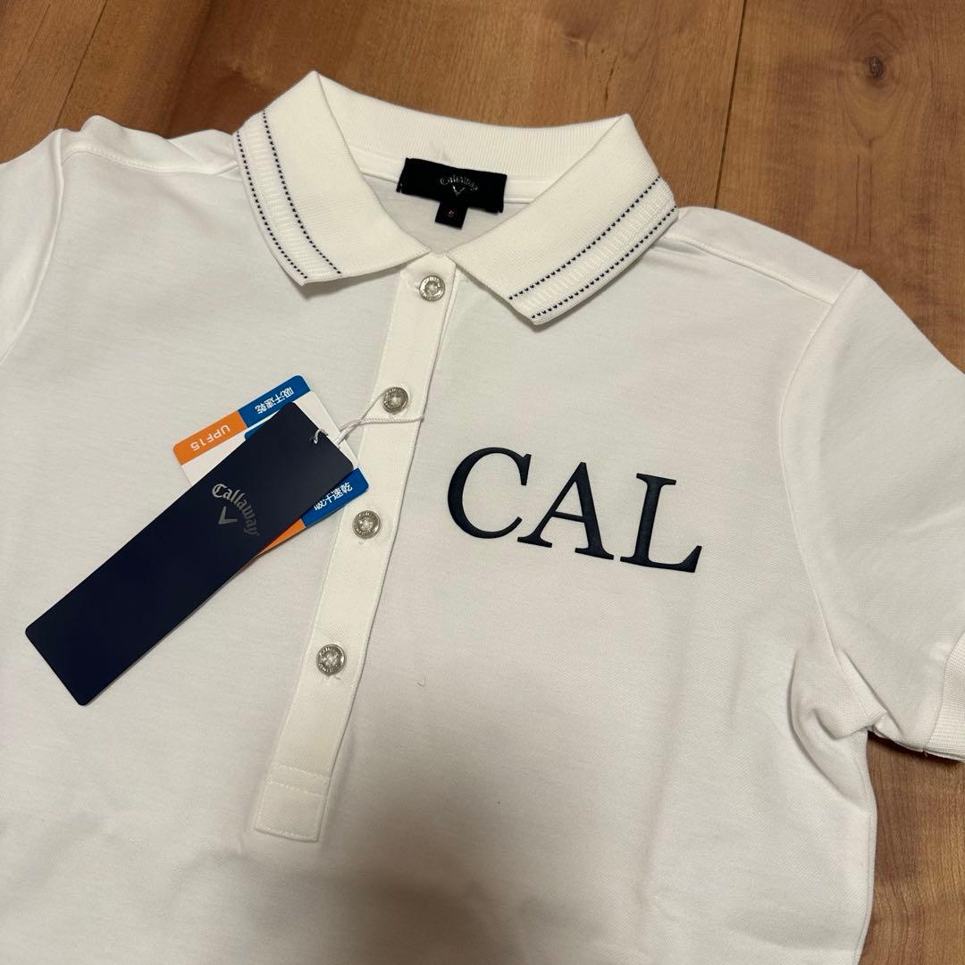 サイドプリーツスカート　半袖　ポロシャツ　春夏　ホワイト×ネイビー　セットアップ