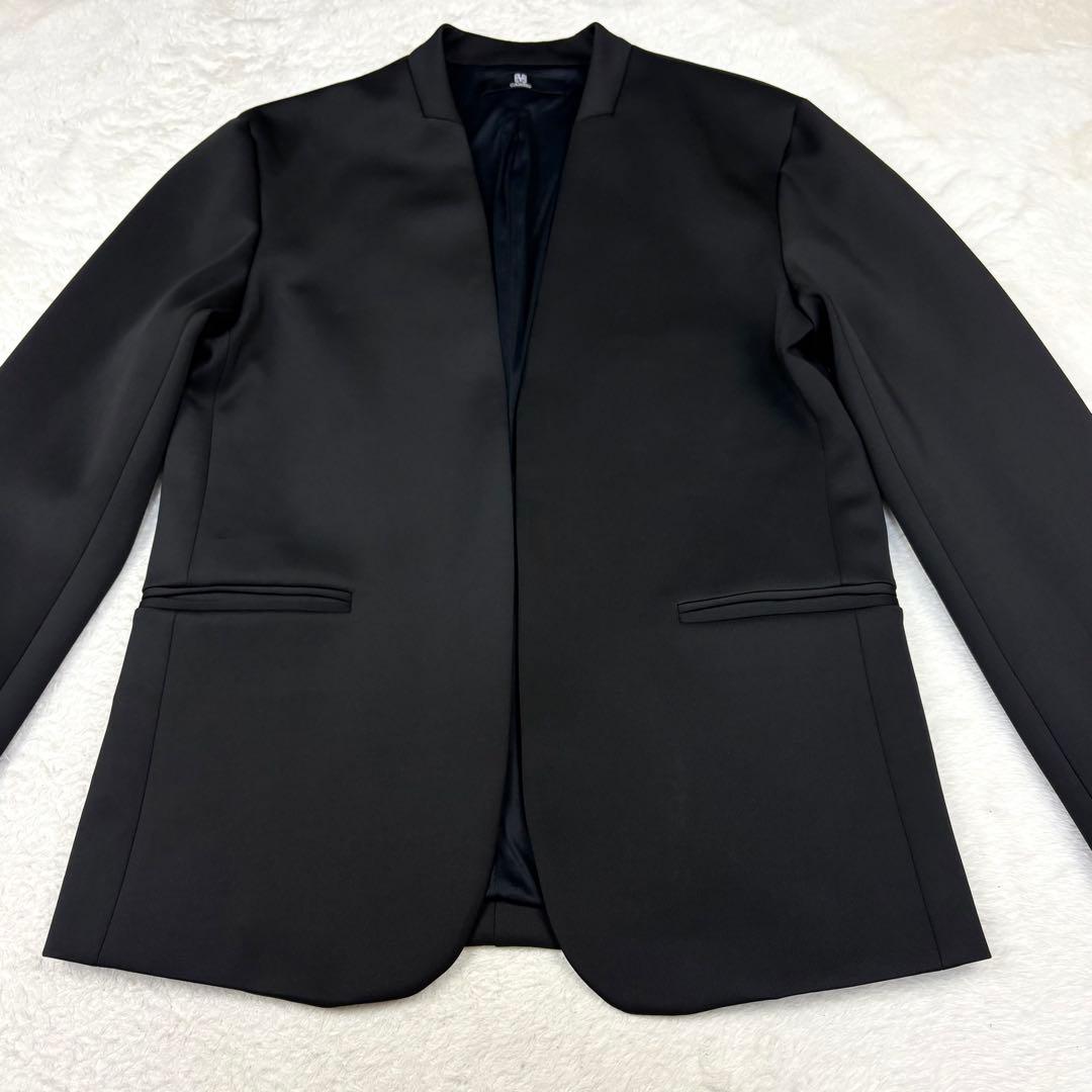 カンビオ リラックスポンチ ノーカラージャケット 上下 セットアップ 黒 M