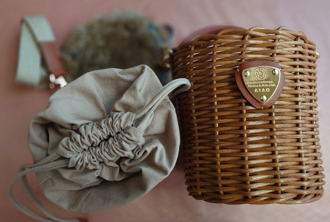 ATAO 籐 かごバッグ 2way ファー付き