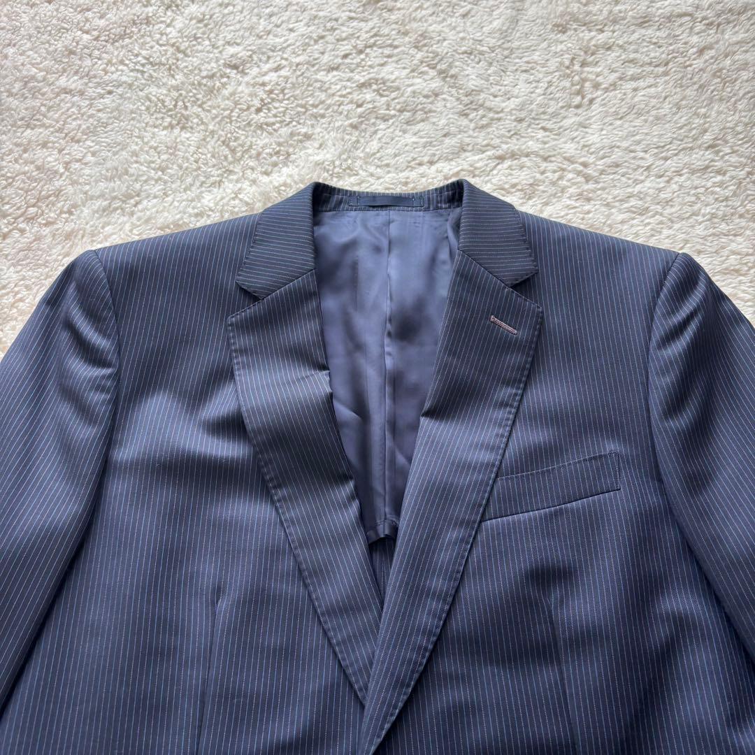 【極美品】ポールスミス ゼニア スーツ ネイビー L ストライプ シルク混