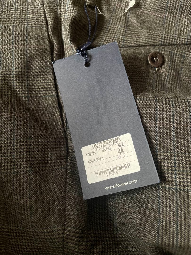 未使用品 インコテックス グレー チェック柄 スリムフィット スラックス 44