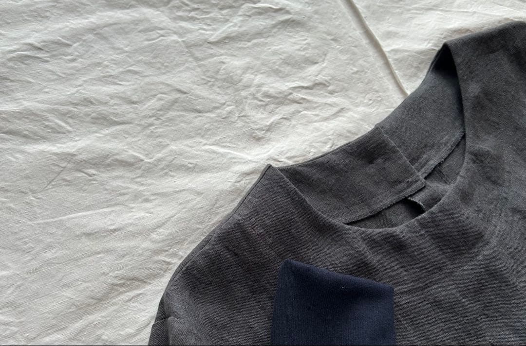 【一点・Chibiページ】ワッシャー加工linenツイル＊かっぽう着ワンピ