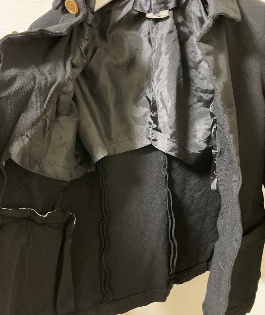 コムデギャルソンコムデギャルソンSエステル黒コムコム　丸襟ジャケット綿絨