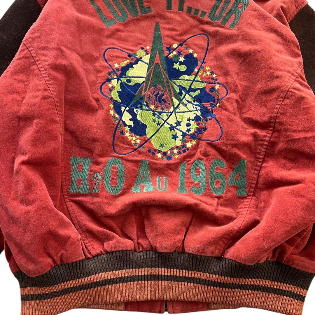 PASHU SHIN HOSOKAWA 80's ベロア 牛革スタジャン 短丈