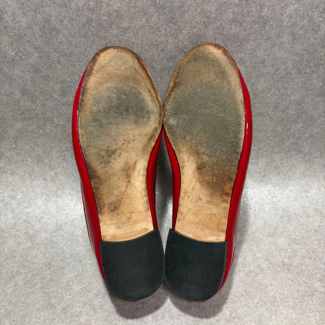 レペット フラットシューズ パンプス エナメル レッド 38サイズ